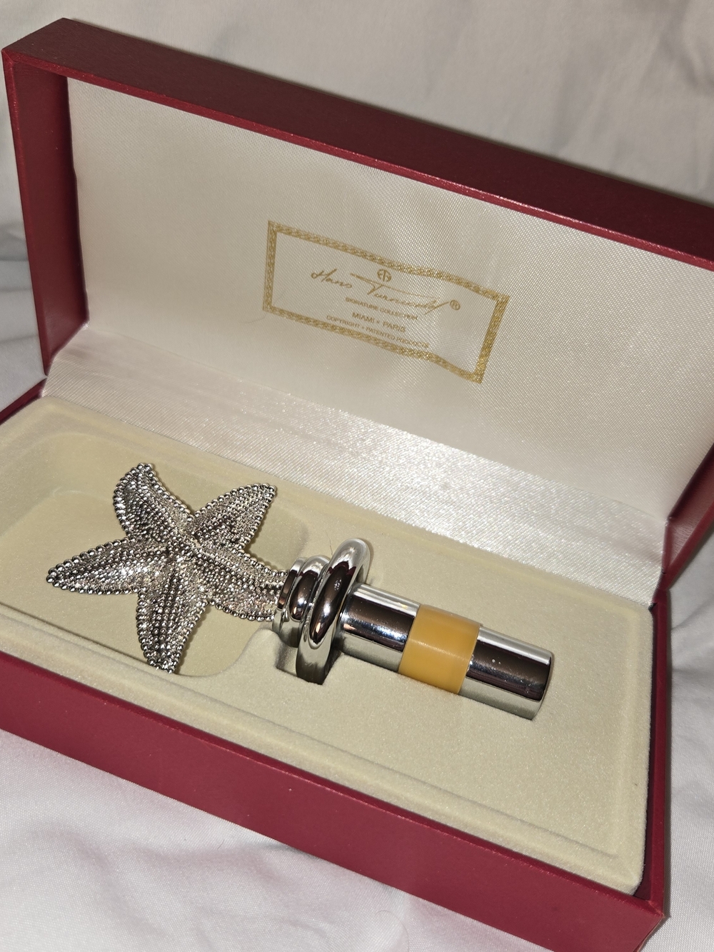 Hans Turnwald Silver Starfish Bottle Stopper Signature Collection Sea Life Box